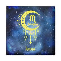 Magnet de nom personnalisé bleu et jaune de minuit