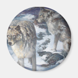 Magnet de paire de loups de la faune de l'Alaska
