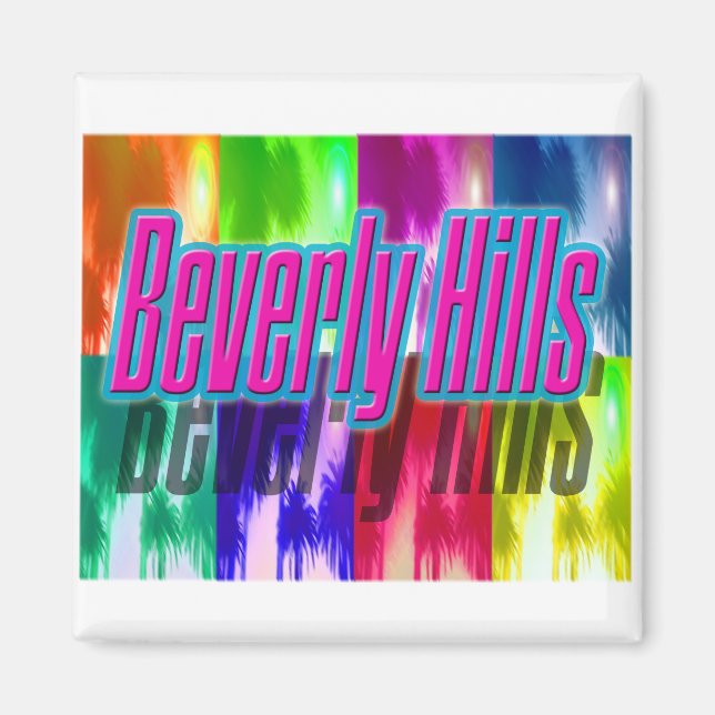 Magnet de palmiers colorés "Beverly Hills" (Devant)