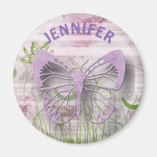 Magnet de papillon floral pourpre personnalisé