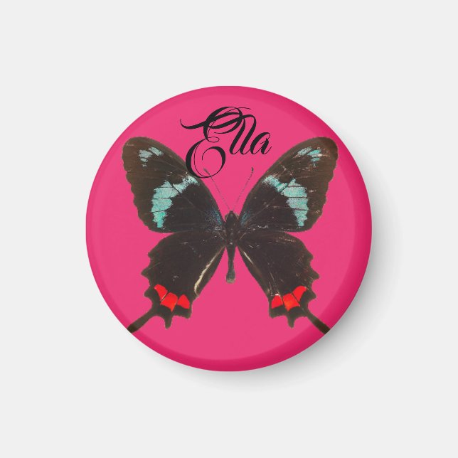 Magnet de papillon noir et rouge mignon (Devant)