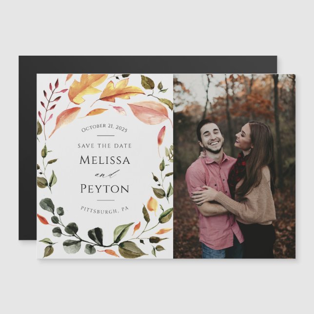 Magnet de photo de sauvegarde de date de feuilles  (Devant / Derrière)