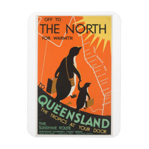 Magnet de pingouins vintage du Queensland Australi