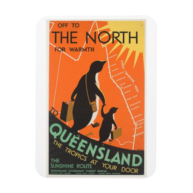 Magnet de pingouins vintage du Queensland Australi (Vertical)