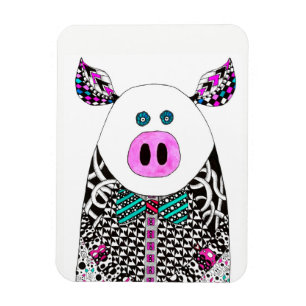 Magnet de porc mignon et coloré 3" x 4"