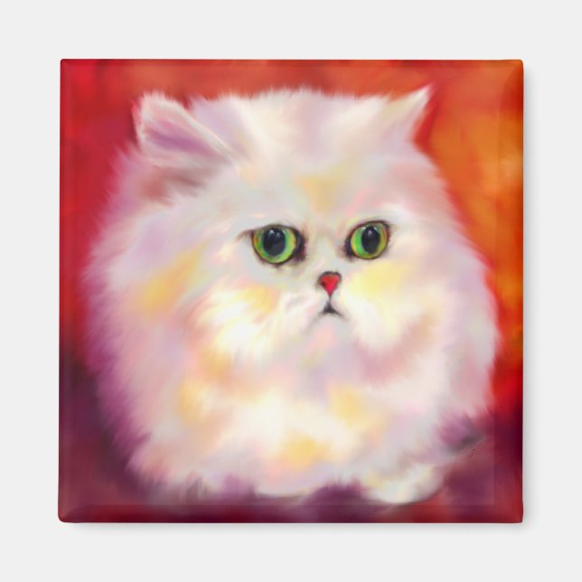 Magnet de portraits de chat perse blanc (Devant)