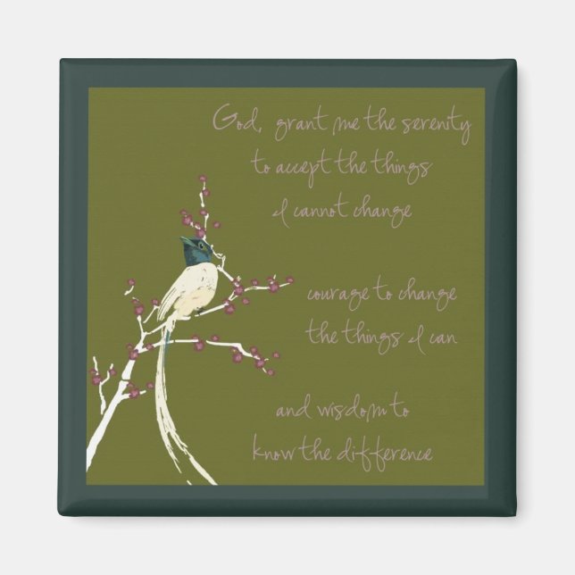 Magnet de prière de sérénité aux oiseaux de rêve (Devant)