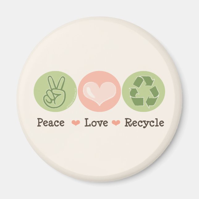 Magnet de recyclage Peace Love (Devant)