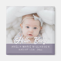 Magnet de réfrigérateur Hello Baby Mauve Foncé Con