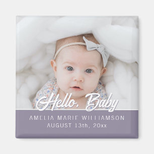 Magnet de réfrigérateur Hello Baby Mauve Foncé Con