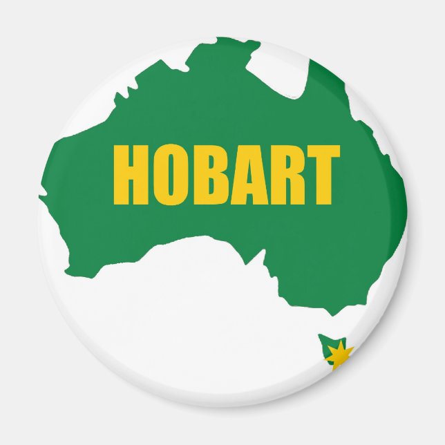 Magnet de réfrigérateur Hobart Green et Gold Map (Devant)