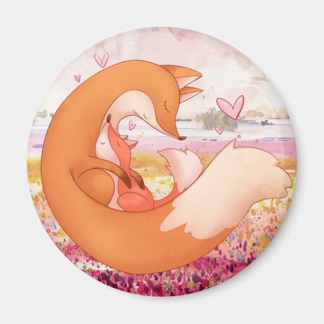 Magnet de renards mignons (Devant)