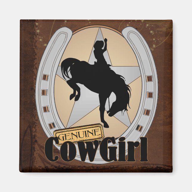 Magnet de rodéo Cowgirl personnalisable (Devant)