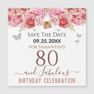 Magnet de sauvegarde d'anniversaire 80 ans Floral 