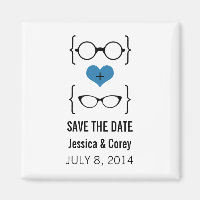 Magnet de sauvegarde de date de lunettes geek bleu