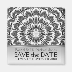 Magnet de sauvegarde de date Fleur Noir Blanc