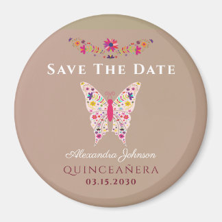 Magnet de sauvegarde de date Quinceañera rose