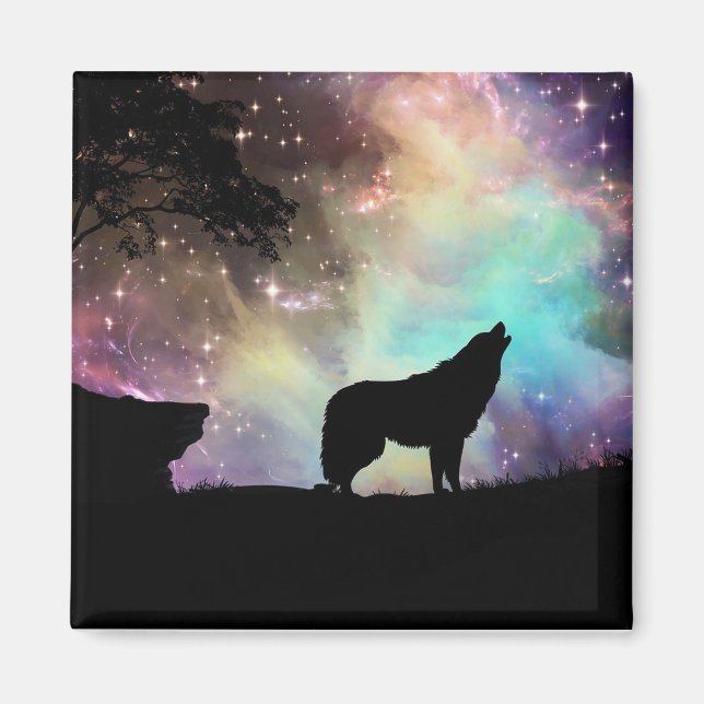 Magnet de silhouette de Wolf Howling (Devant)