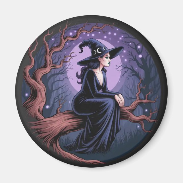 Magnet de sorcière sur la lune (Devant)