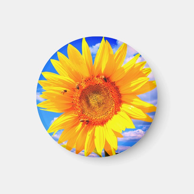 Magnet de tournesol et d'abeilles (Devant)