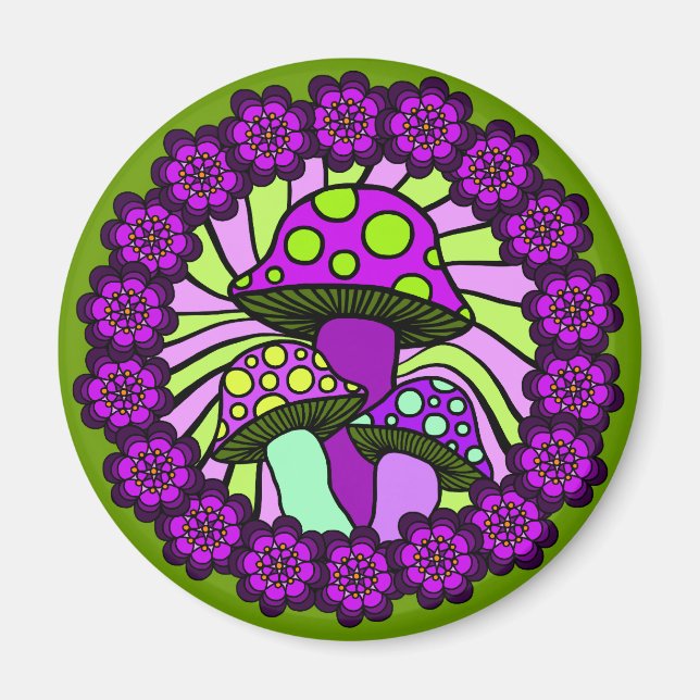 Magnet de trois champignons violets (Devant)