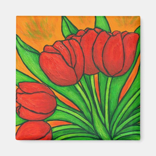 Magnet de tulipe florale funky (Devant)