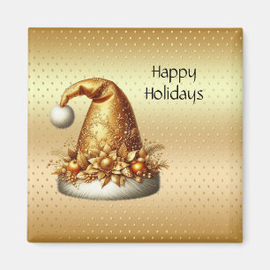 Magnet de vacances Gold Santa Hat