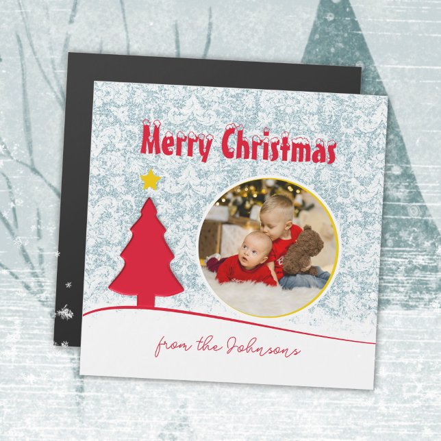 Magnet de vacances pour l'arbre photo Noël (Cute Christmas Photo Tree Holiday Magnet ©Susanne Sachers - Sunny Mind Design 🌞)