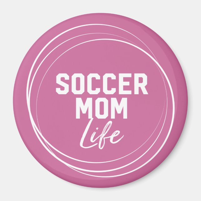 Magnet de vie de maman de football - rose (Devant)