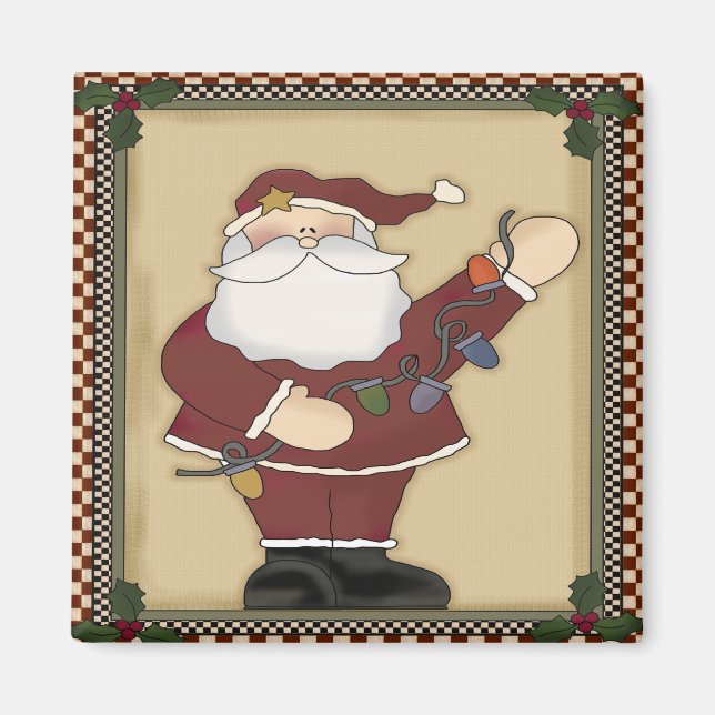 Magnet des ampoules de Noël de Santas (Devant)