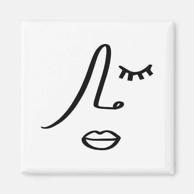 Magnet Design d'Art Moderne de Visage Abstrait Min (Devant)