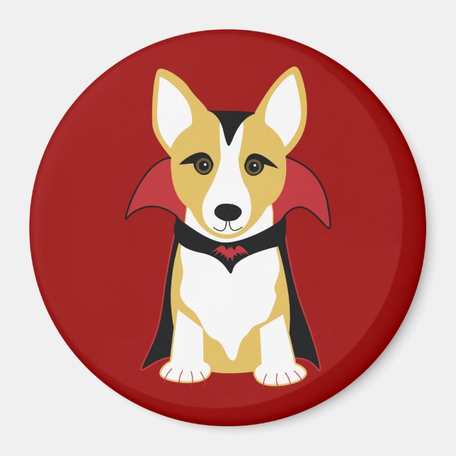 Magnet d'Halloween Corgi Vampire (Devant)