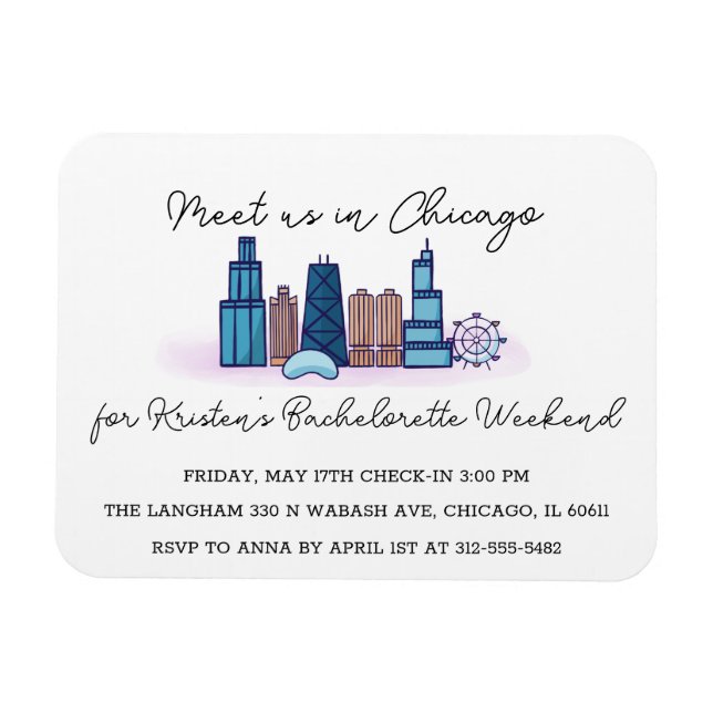 Magnet d'invitation Bachelorette de Chicago (Horizontal)