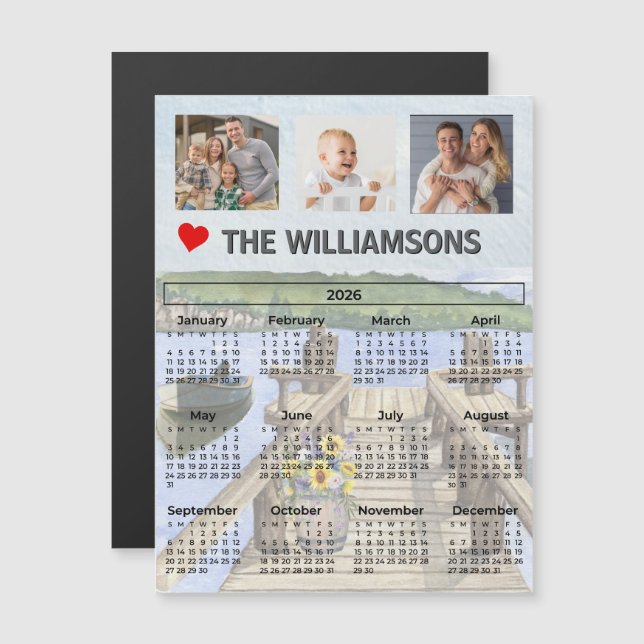 Magnet Dock Water Scene Photo Collage Calendar (Devant / Derrière)