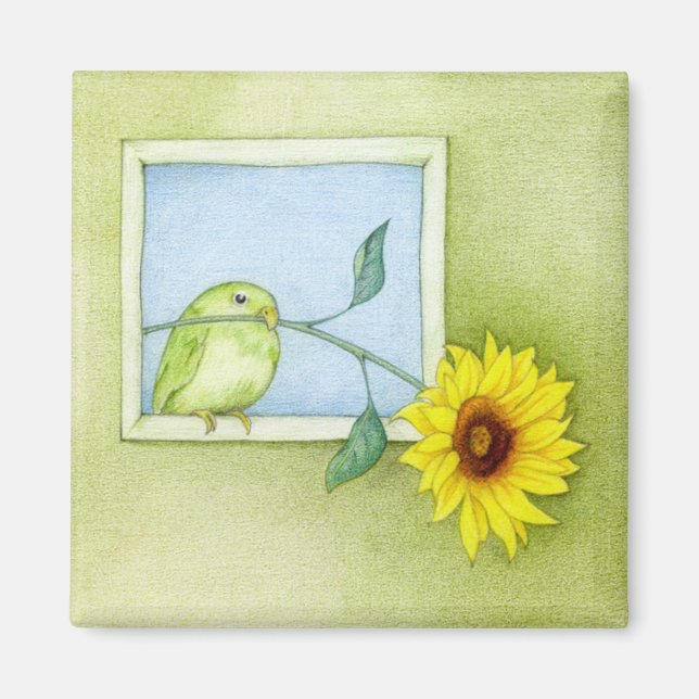 Magnet d'oiseaux de tournesol (Devant)