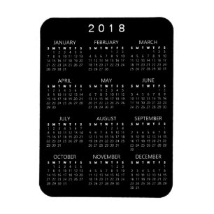 Magnet du calendrier 2018 - Noir - (année de polic