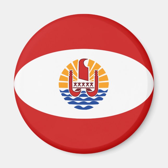 Magnet du drapeau de Fisheye en Polynésie français (Devant)