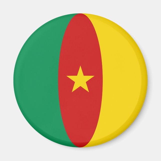 Magnet du drapeau Fisheye du Cameroun (Devant)