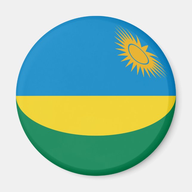 Magnet du drapeau fisheye du Rwanda (Devant)
