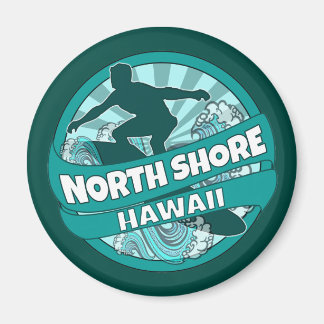 Magnet du logo de surfeur turquoise North Shore Ha