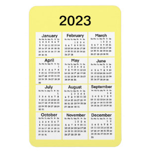 Magnet du mini calendrier jaune 2023
