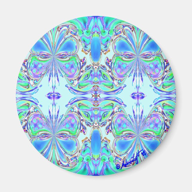 Magnet du papillon bleu Mandala (Devant)
