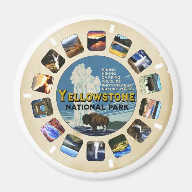 Magnet du parc national de Yellowstone Vintage (Devant)