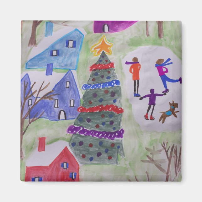 Magnet du village de Noël (Devant)