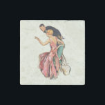 Magnet En Pierre Couple engagé<br><div class="desc">Artiste : John LaGatta | Femme en chaise montrant l'anneau à l'homme</div>