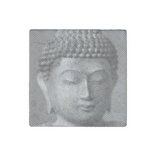 Magnet En Pierre Statue Face Bouddha Noir Et Blanc Formée Par Ligne