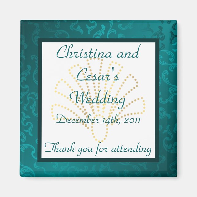 Magnet Faire-part 2 po x 2 po Turquoise arabe (Devant)