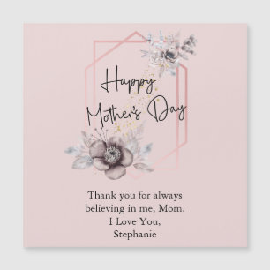 Magnet Fête des Mères personnalisé floral rose gri