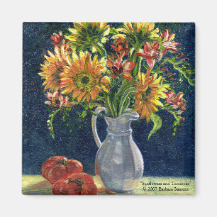 Magnet "Fleurs de soleil et tomates"