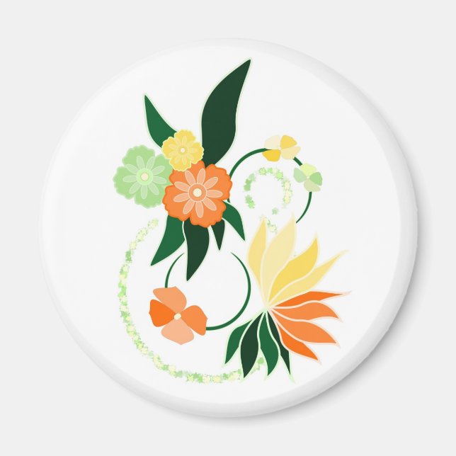 Magnet fleurs tropicales orange (Devant)